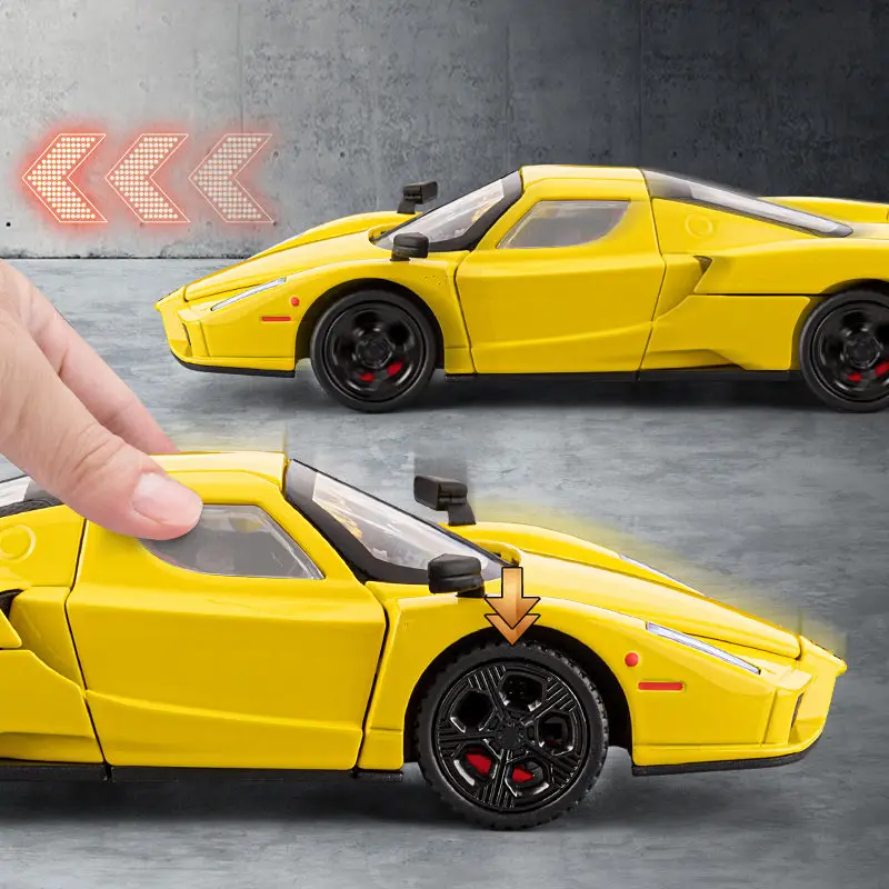 1:32 ENZO Alloy Sports Car Model Diecast Metal Racing Vehicles Car Model Simulation Sound and Light Collection Children Toy Gift view 6