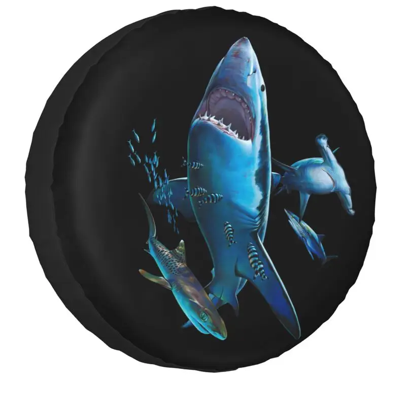 Custom Shark Collage Spare Tire Cover for Jeep Toyota Mitsubishi 4WD 4x4 Trailer Car Wheel Protectors 14