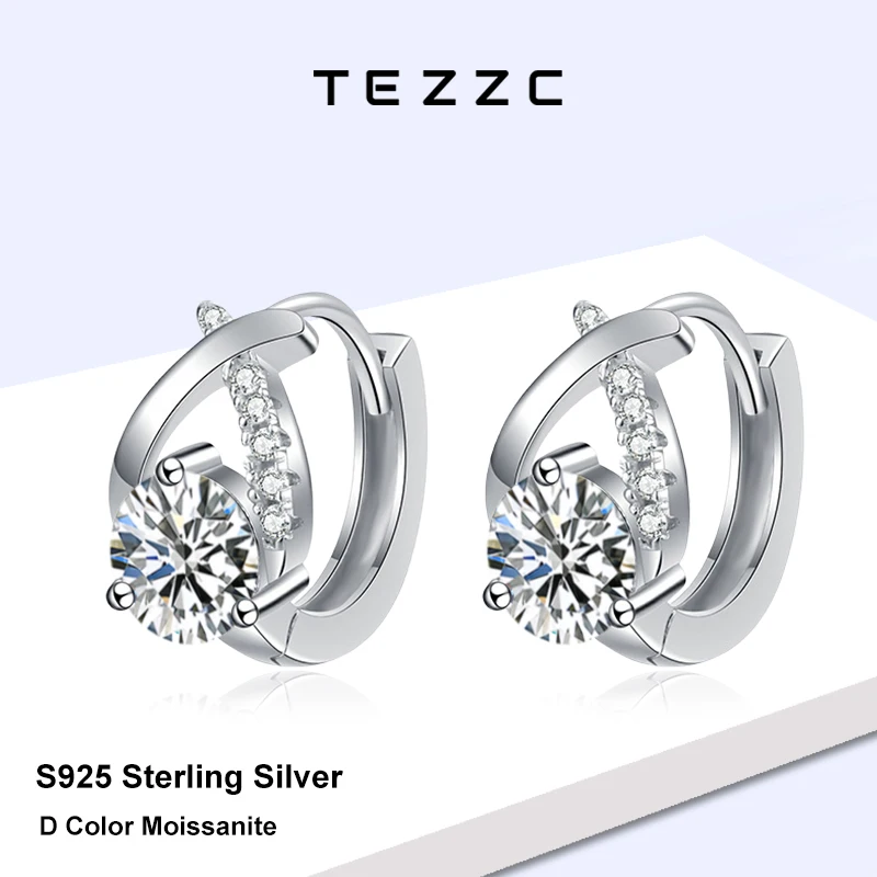 

Tezzc 0.5ct D Color Moissanite Stud Earrings for Women 925 Sterling Silver Earring Sparkling Wedding Birthday Jewelry Gifts