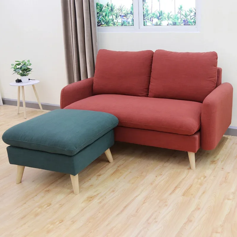 Small apartment double fabric sofa Nordic simple light luxury sofa with pedals
