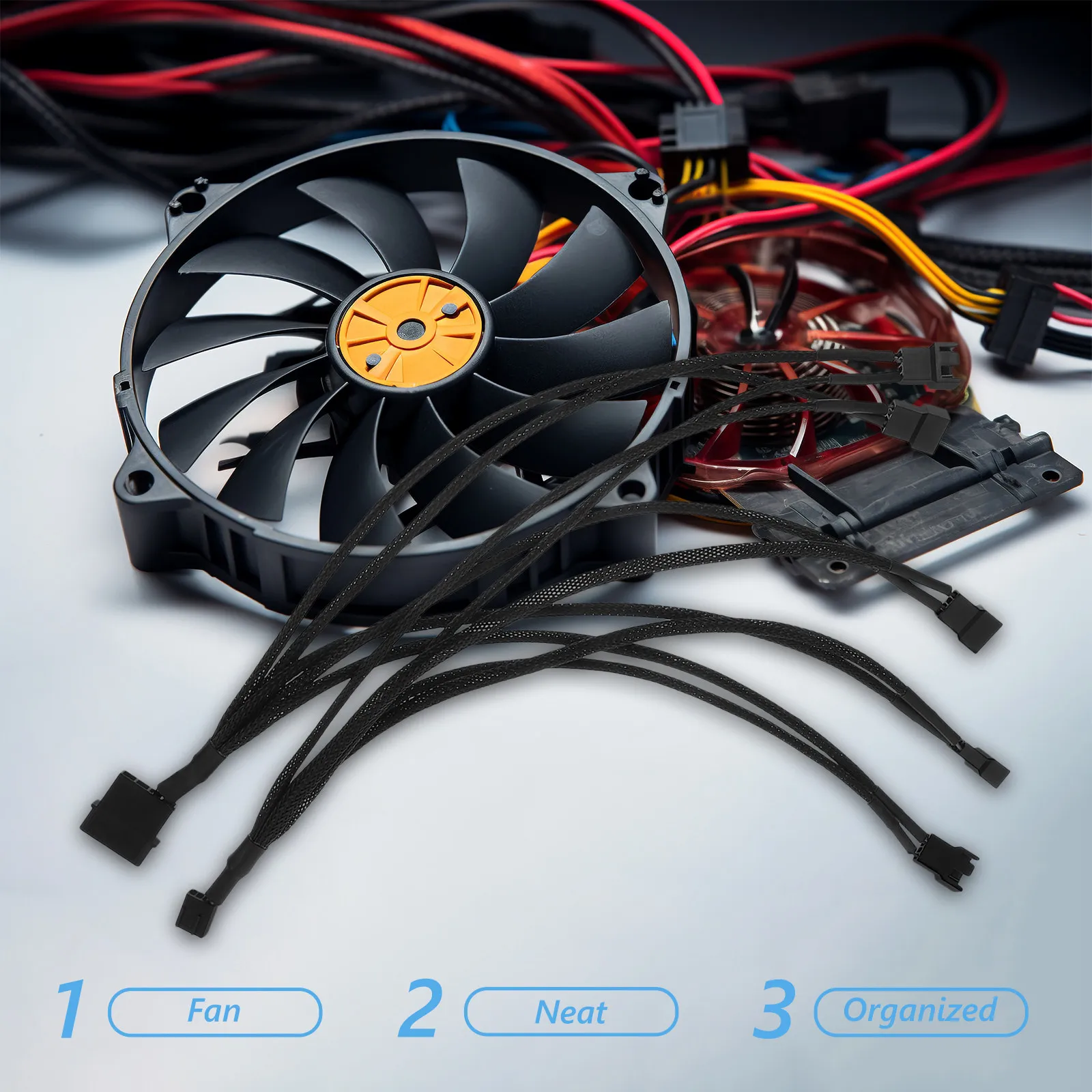 Pc Fan Converter Cable Minimize Clutter Organized System Easy Plug Use Reliable Durable Design Computer Fan Adapter Cable