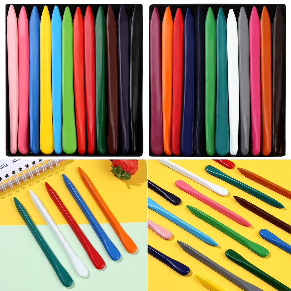 

6/12/24/36 Colors Plastic Plastic Crayon Washable Do Not Dirty Hands Colored Crayon Erasable Triangular Shaped Wax Pencil Baby