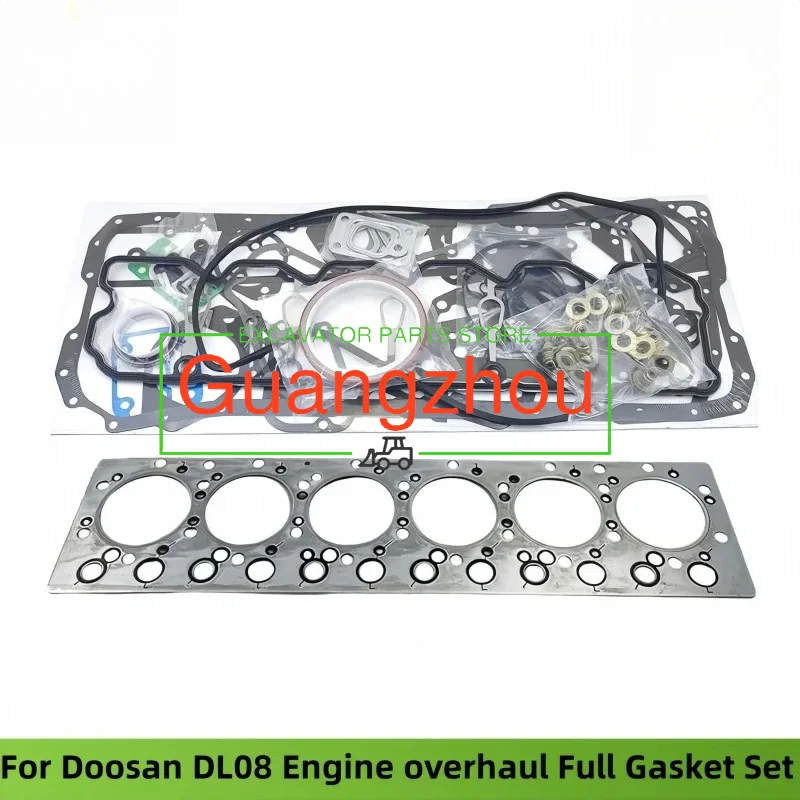 DL08 Engine overhaul Full Gasket Set 65.99601-8054 suitable for Doosan Daewoo DL08 Engine Excavator DX300LC DX300LC-7 DX300LL