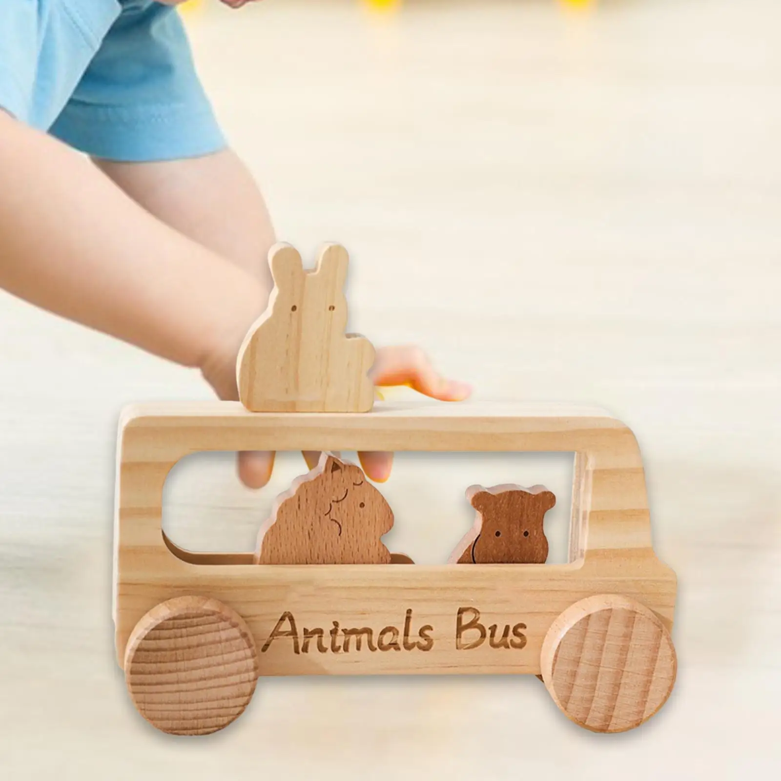 

Деревянный набор автобусов с животными, игрушечный автомобиль, деревянный толкатель для детей 1-летних мальчиков и девочек