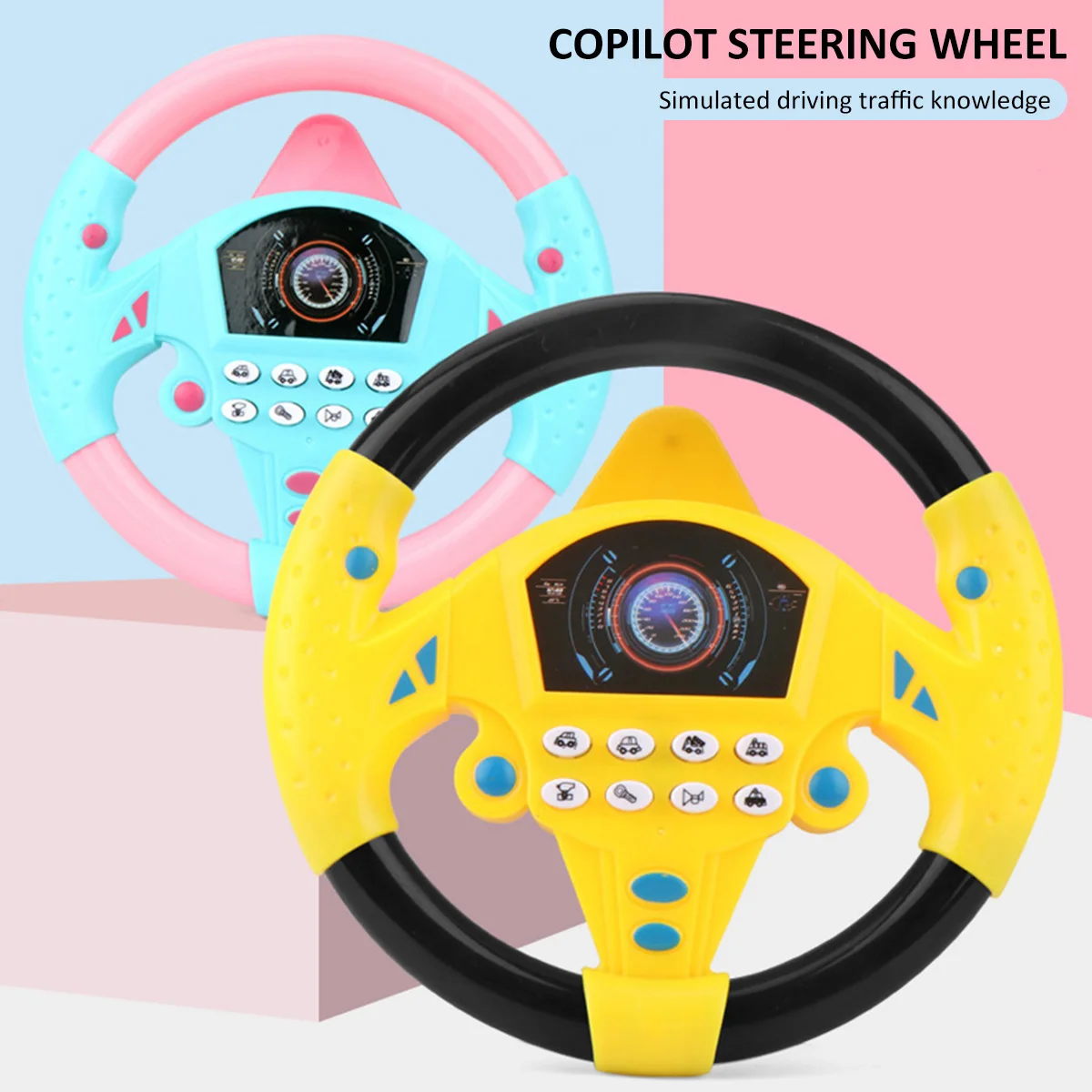 Infant Shining Simulation Driving Steering Wheel Toy with Sound Kid Early Educational Copilots Stroller Steering Wheel Vocal Toy