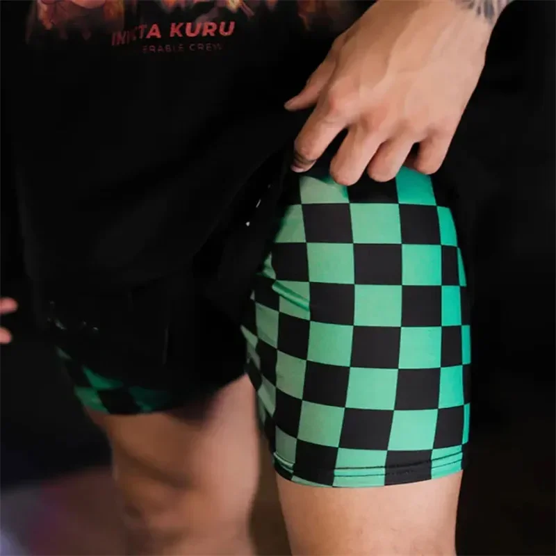 Anime 3D Printing Performance Shorts Men 2 in 1 Training Gym Shorts Fitness Jogging Basketball Summer Sports Workout Shorts