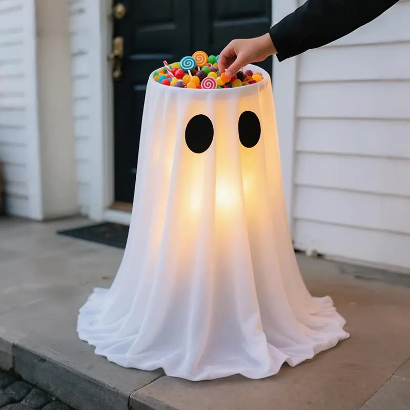 Halloween ghost ornament candy barrel door decoration outdoor decorations, layout props fruit plate