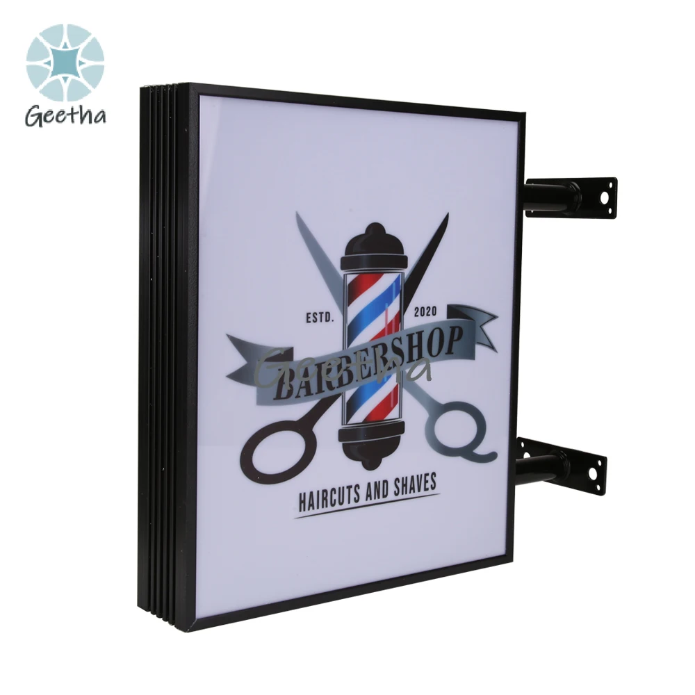 Двусторонний лайтбокс, светодиодные световые вывески, рекламные вывески на заказ, магазинная вывеска, наружное освещение, 45x32 см, световой короб с логотипом