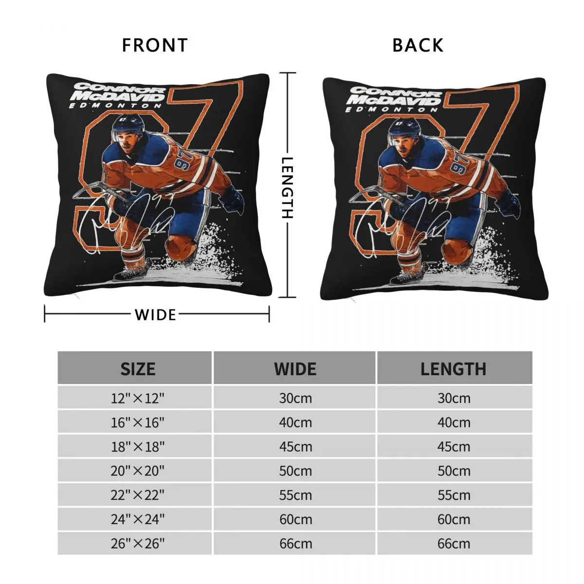 Connor McDavid 97 For Edmonton Oilers Fans Square Pillowcase Pillow Cover Cushion Comfort Throw Pillow for Home Living Room