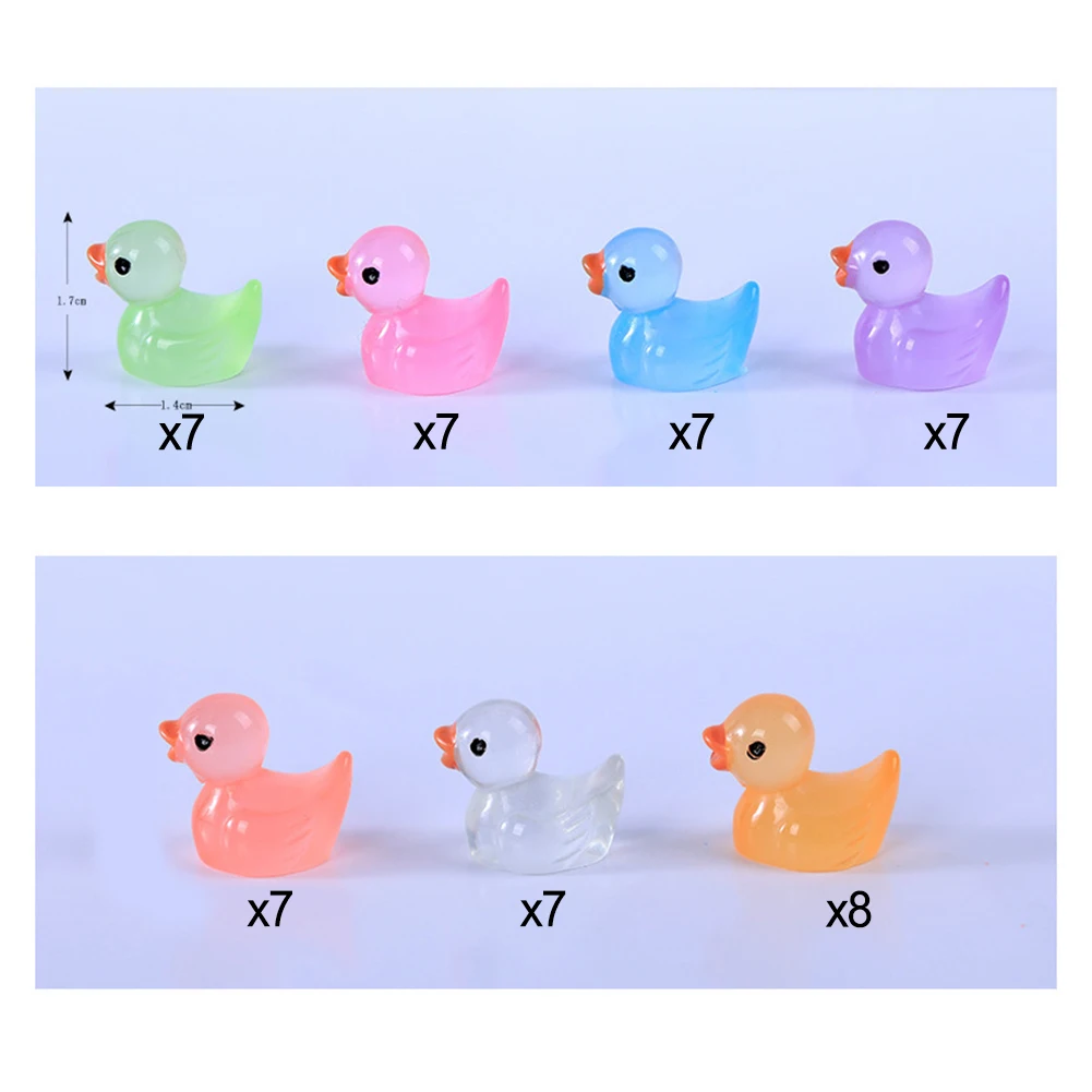 1 Set Fluorescent Duck Transparent Blue Green Landscape Decor Light Red Miniature Figures Orange Ornament Purple