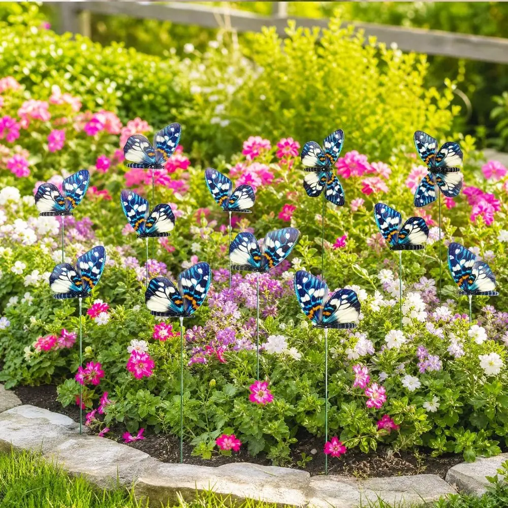 12PCS Multicolor Butterfly Garden Stakes 3D Butterfly Plastic Garden Butterfly Stakes Photo Props Indoor Outdoor