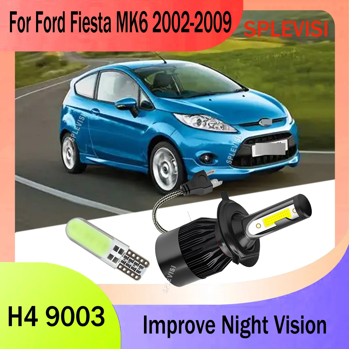 

H4 9003 LED 60W White Headlamp - Vibration Resistant Design Ideal For Ford Fiesta MK6 2002 2003 2004 2005 2006 2007 2008 2009