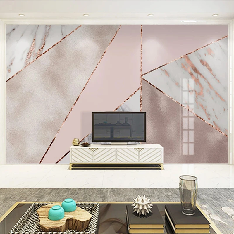 Elegant Custom 3D Wall Mural Wallpaper Modern Abstract Geometric Marble Texture Wall Paper for Living Room Bedroom Background
