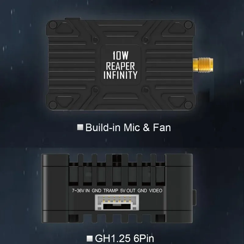 FOXEER 4.9G-6G Reaper Infinity 5.8G 10W 80CH VTX 2-8S Lipo 400mW/2W/5W/7.5W/10W Switchable Transmitter for Long Range RC FPV view 6