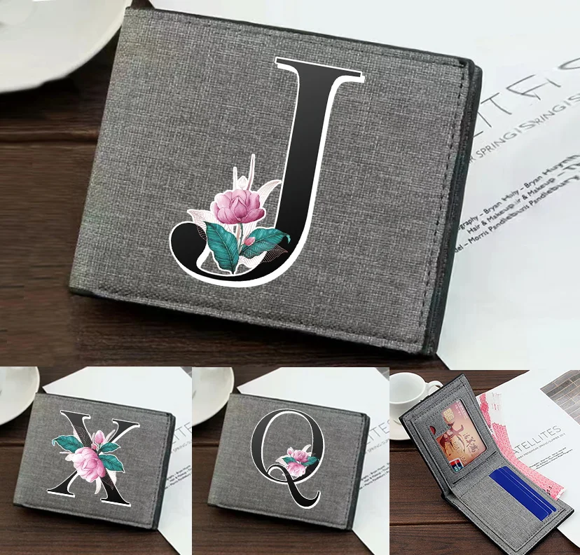 Unisex Canvas Wallet Foldable Bank Holder Short Purse Whitemarble Letter Series Simple and Durable Pocketbook Credit Case Bag