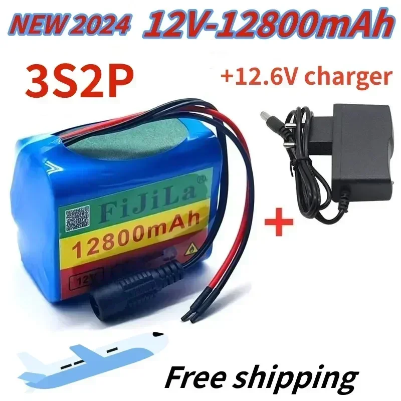 

Free Shiping 3S2P 12V 12800mAh 18650 Lithium-ion Rechargeable Battery with Bms Lithium Battery Protection Board and 12.6VCharger
