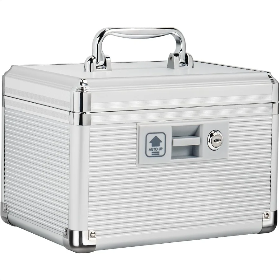 Medicine Lock Box with Key Alluminum Alloy Box for Medication First Aid Box with a Removeable Tray to Store Medicines Pills for