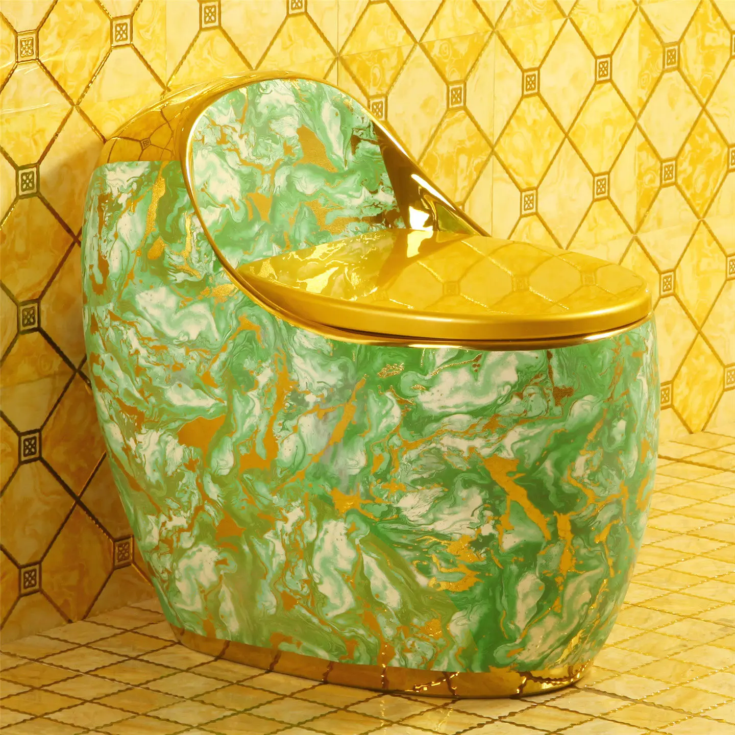 

Household creative egg-shaped golden toilet anti-blocking large pipe deodorant anti-freezing crack siphon water-saving color