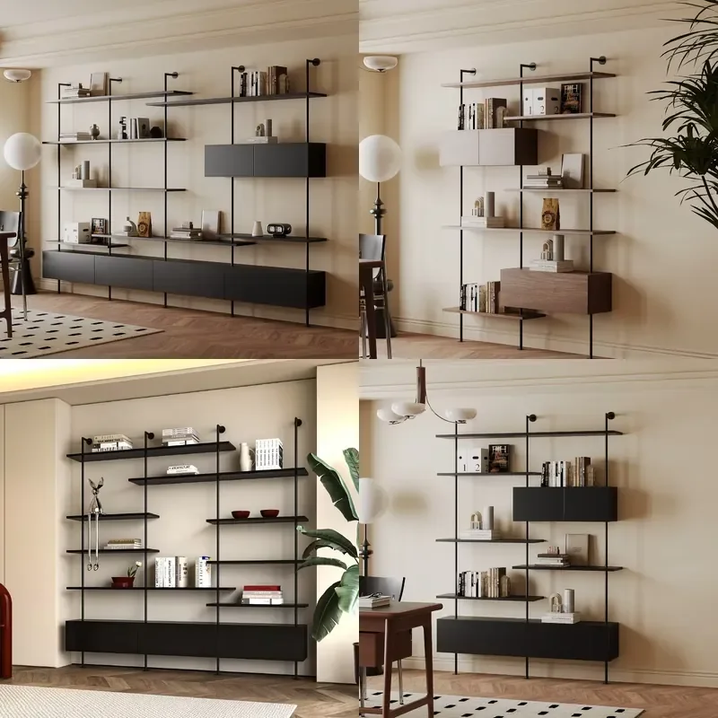 Italian Minimalist Bookcase Mid Century Iron Storage Cabinet Living Room Study Home Furniture Shelf Fast Shipping