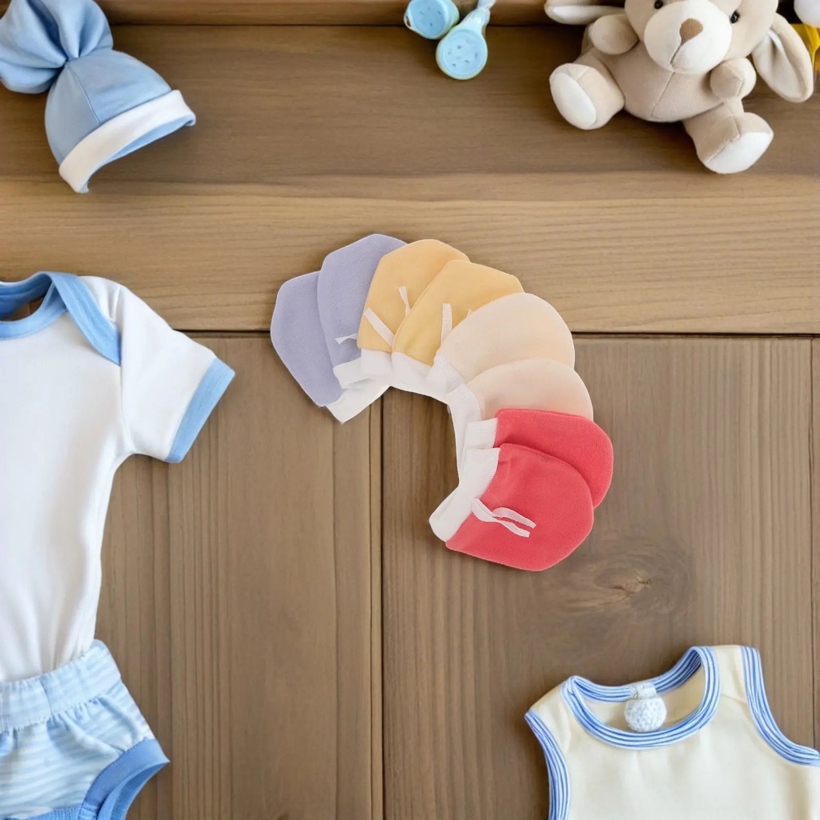 

4 шт. варежки для новорожденных, теплые, на флисовой подкладке, защита от царапин, эластичные, удобные для младенцев и малышей 6-12 месяцев