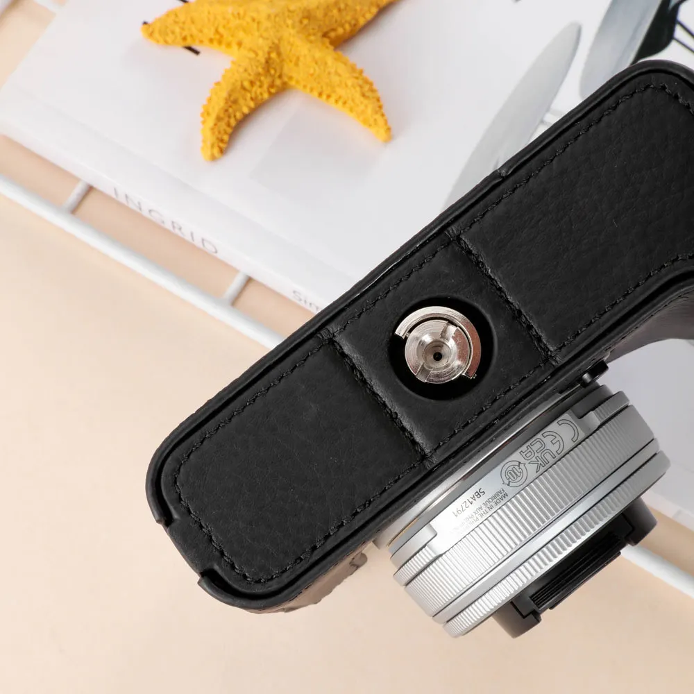 Kameratasche aus echtem Leder, halber Körper, Rindsleder, für FujiFilm XE5