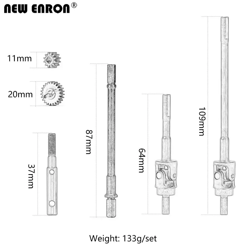 Steel Front & Rear Internal CVD Drive Shaft and Gear for RC Crawler Car 1/10 Axial SCX10 III AXI03007 Portal Axle
