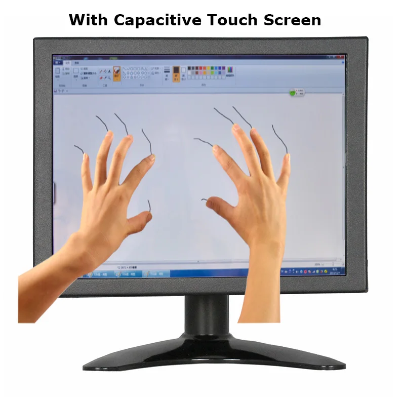 12 Inch Touch Monitor HDMI1024*768 POS Machine Mulit CCTV Screen Display LCD Industrial Metal Desktop 10 Points Capacitive