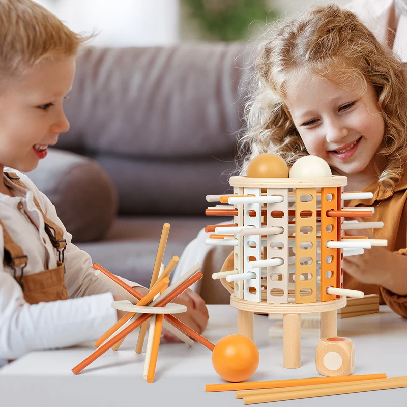 Montessori Woodiness Draw Stick Game the Learning Tower of Pisa Educational Toys Stacking Wooden Toys