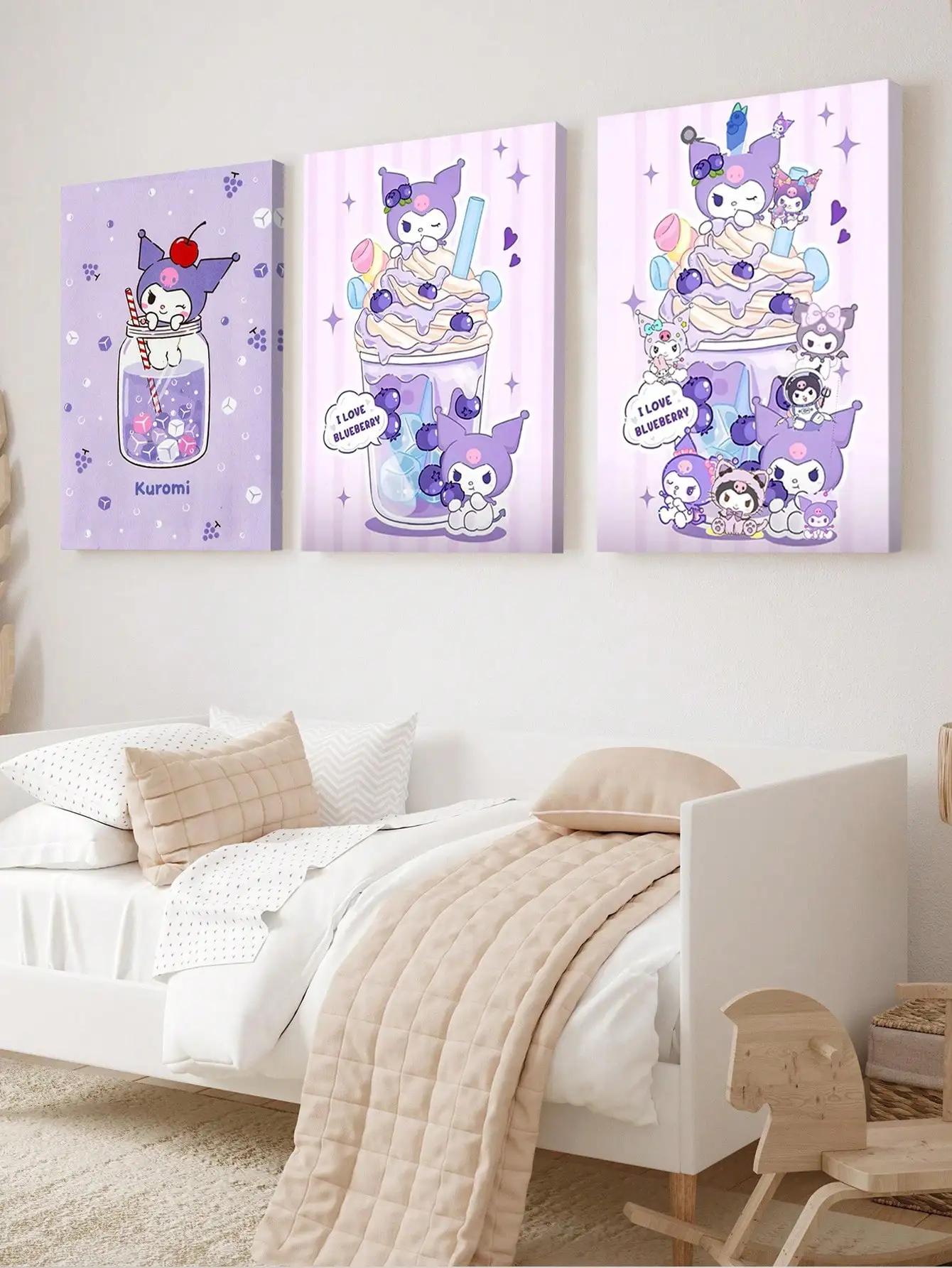 

Modern Sanrio Kuromi Anime Cute Cartoon Poster Canvas Painting Art Paper Coffee House Bar Room Wall Decor Girls Frameless