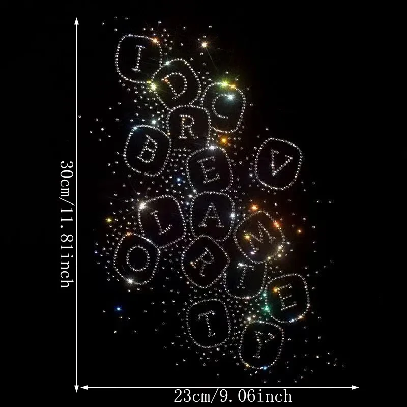 

Fashion Large Patch English Letters Hot Fix Rhinestone Transfer Motifs Iron on for Sweater Coat Garment Accessories