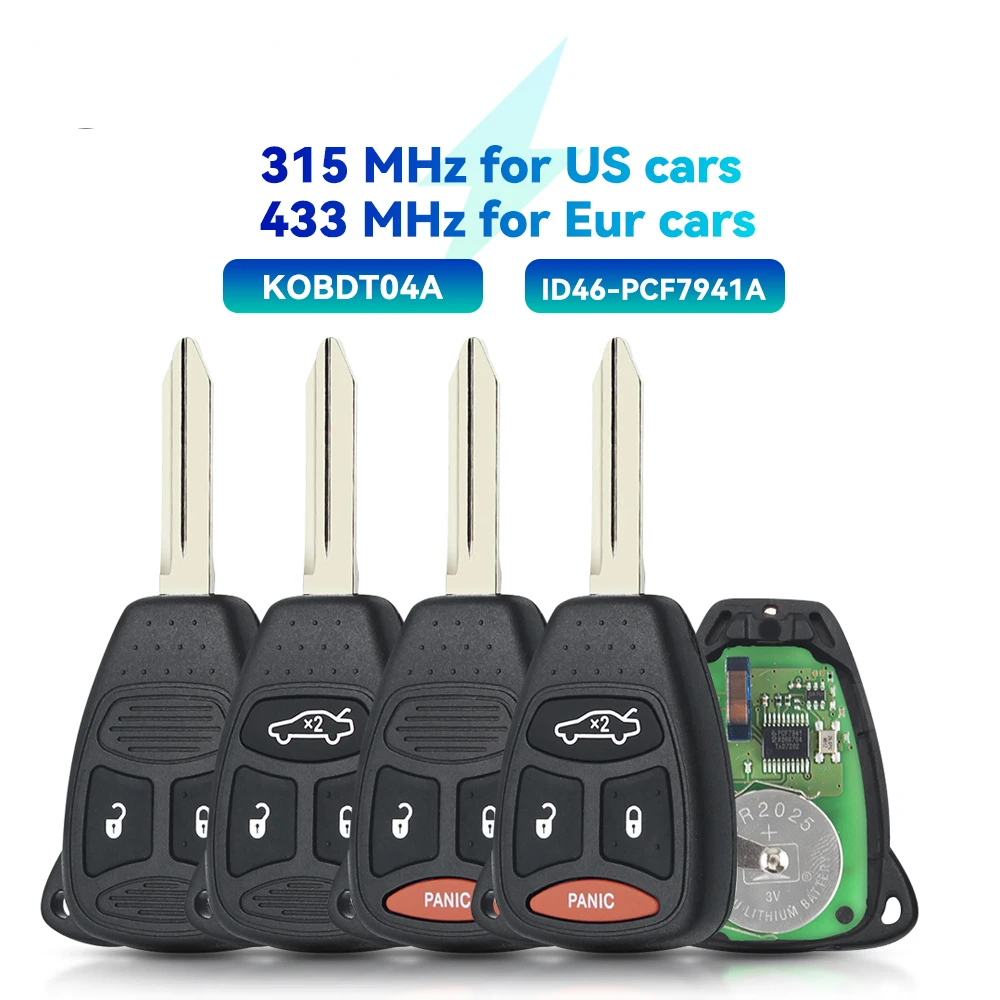 KEYYOU Mit Batterie KOBDT04A Fernbedienung Auto Schlüssel Für Dodge Chrysler Jeep Dakota Durango Ladegerät 300i Aspen Grand Cherokee Wrangler