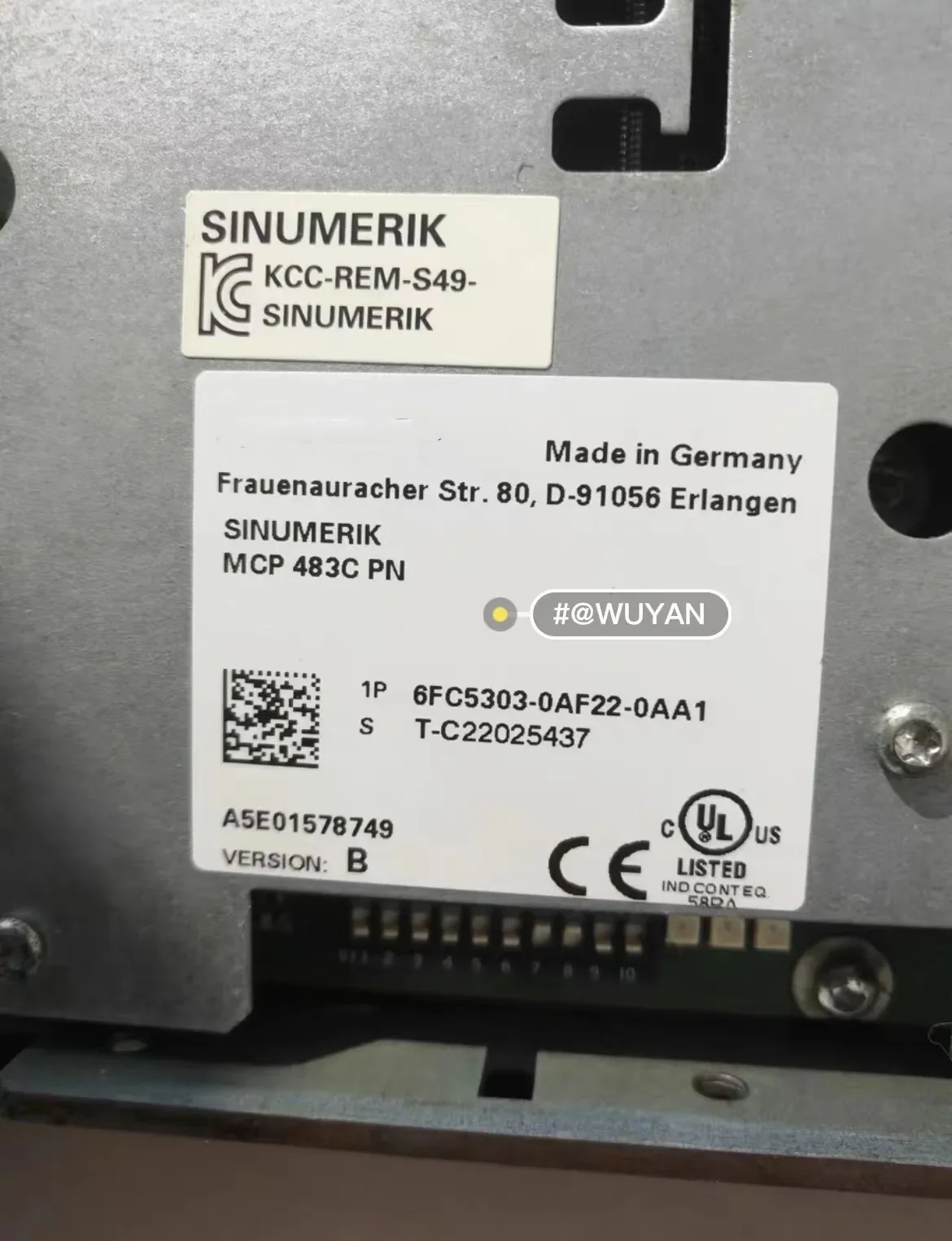 6FC5303-0AF22-0AA1  CONTROL PANEL MCP 483C PN PROFINET 6FC5303 0AF22 0AA1Functional testing is fine