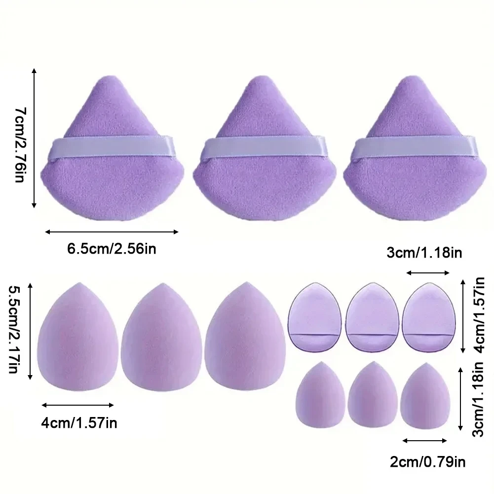 12 قطعة جميع الأغراض ماكياج الإسفنج مجموعة خلاط مستحضرات التجميل الجمال البيض المخملية مثلث مسحوق نفخة إصبع نفث يشكلون اكسسوارات