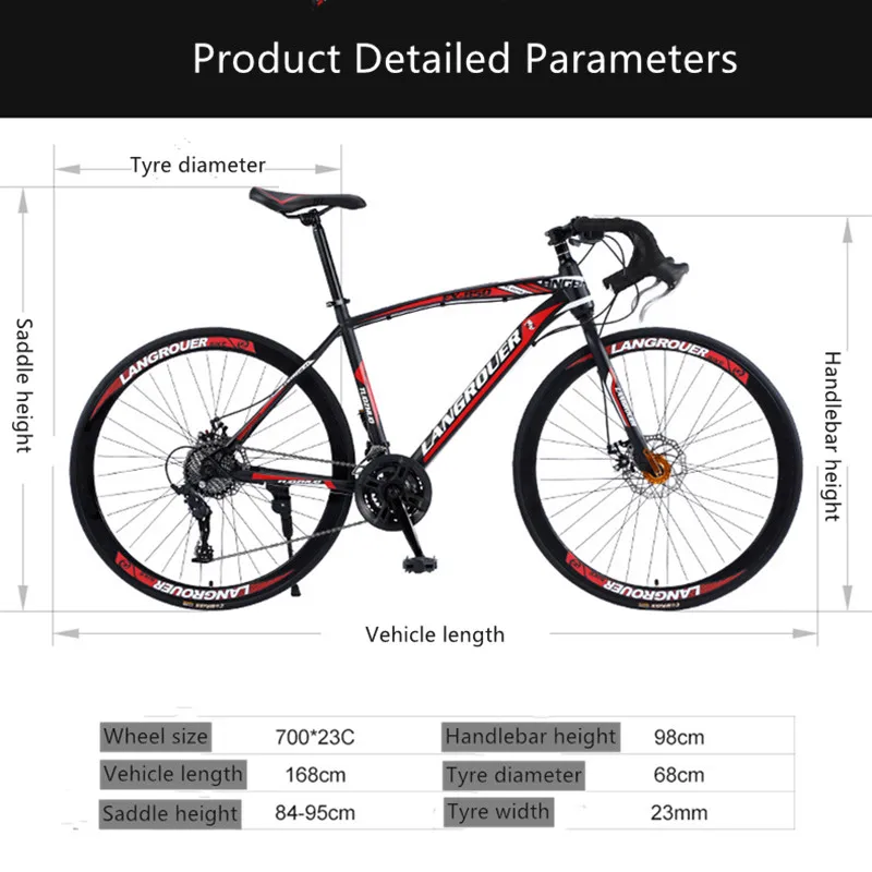 Curved Road Bicycle 700C Variable Speed StudentAdult Male And Female Shock Absorption Double Disc Brake Bicycle Racing Bike