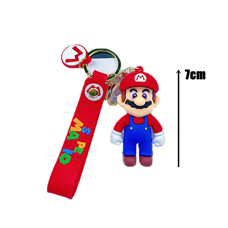 20Pcs Wholesale Kawaii Super Mario Bros lot Keychain Luigi Toad Yoshi Action Figure Model PVC Cartoon Bag Doll Pendant Toys Gift