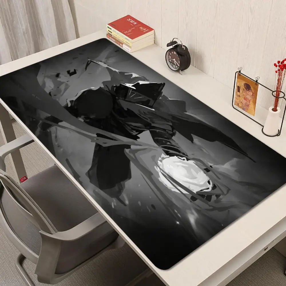 E-Sports Samurai Mouse Pad, Thickened Non-slip Extended XL Gaming Desk Mat, Black Shadow Warrior Keyboard Mat for PC Gamers