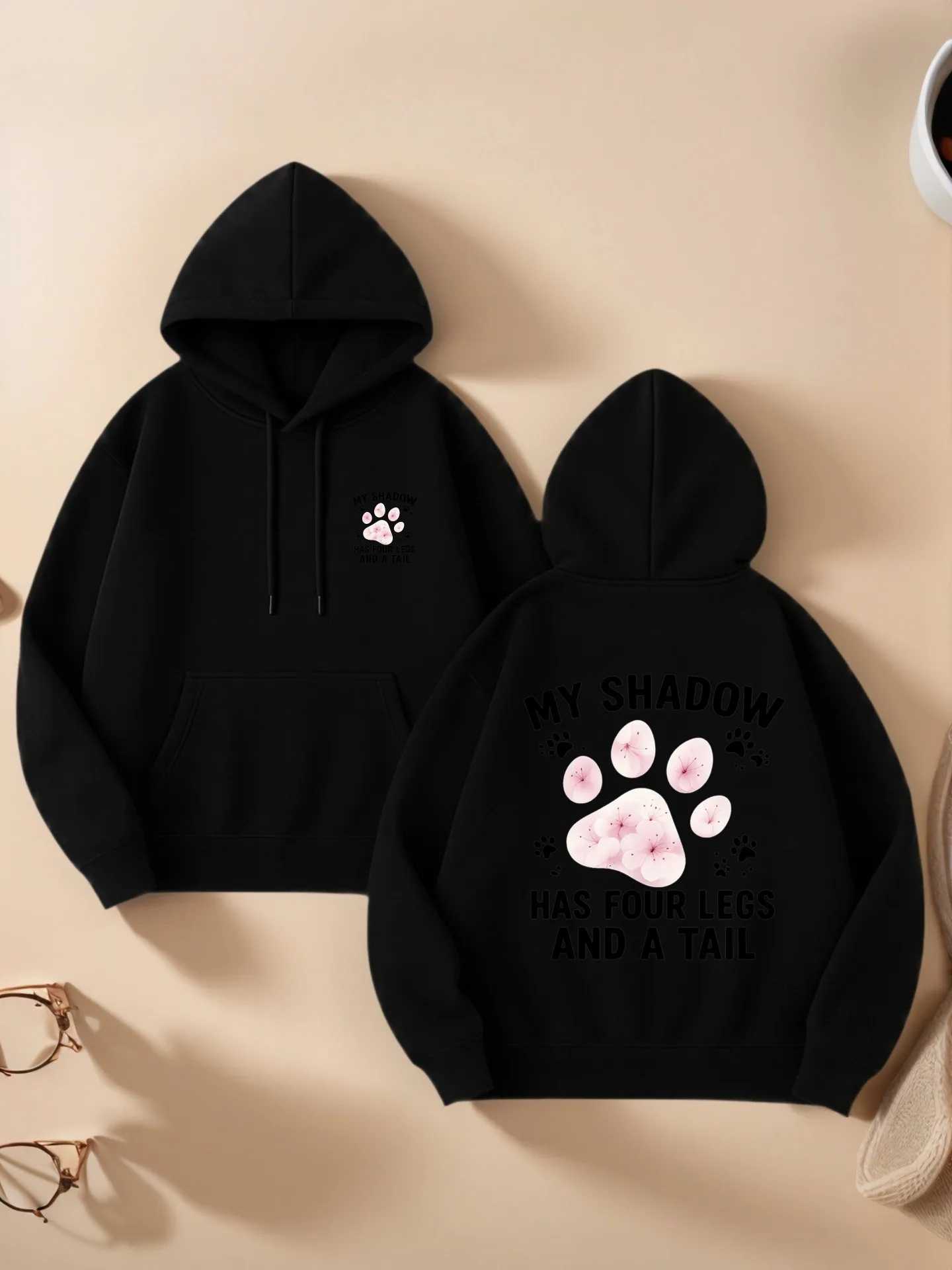

Women's Casual Essential Hoodie with Cute Paw - Print Graphic, Soft Fabric, for Casual Everyday Wear