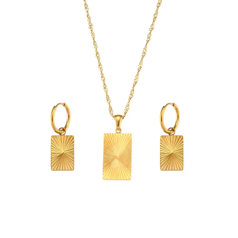 Women's 18K Gold Plated Waterproof Necklace Earring Set