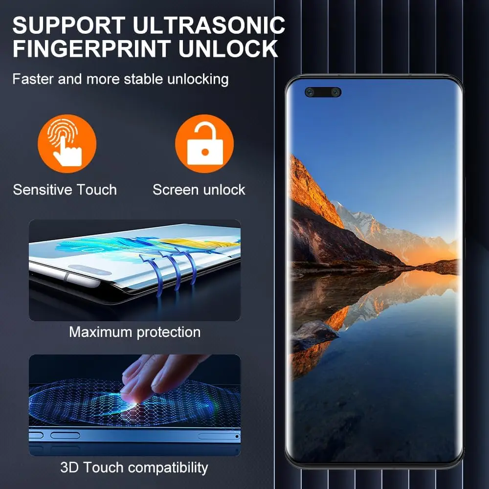 3Pcs Tempered Glass For Huawei Honor Magic 5 Pro Magic 5 Lite 3D Curved Ultrasonic Fingerprint Screen Protector