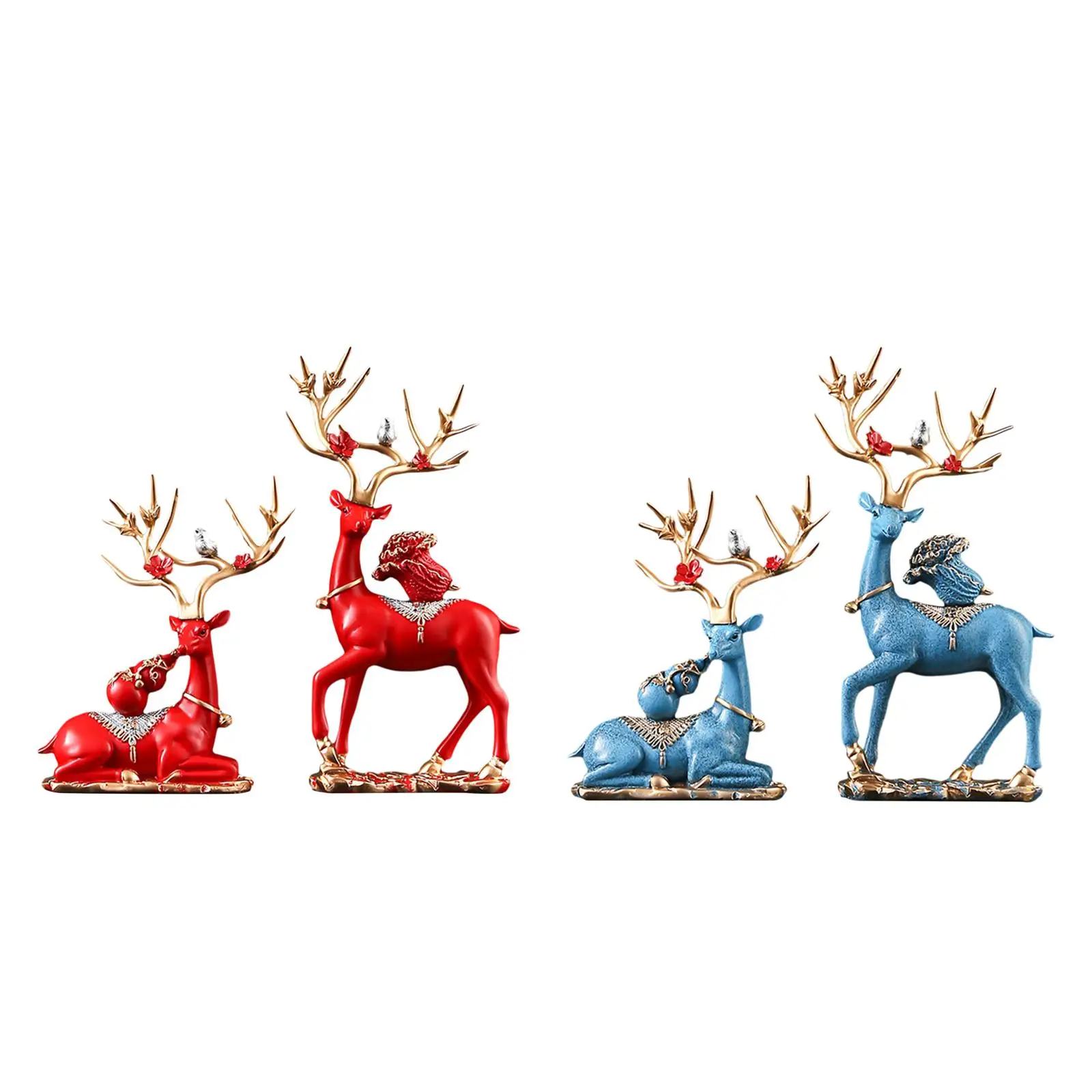 

Elk Deer Figurines Home Decor Resin Cute Animal Statues for Bookshelf Office