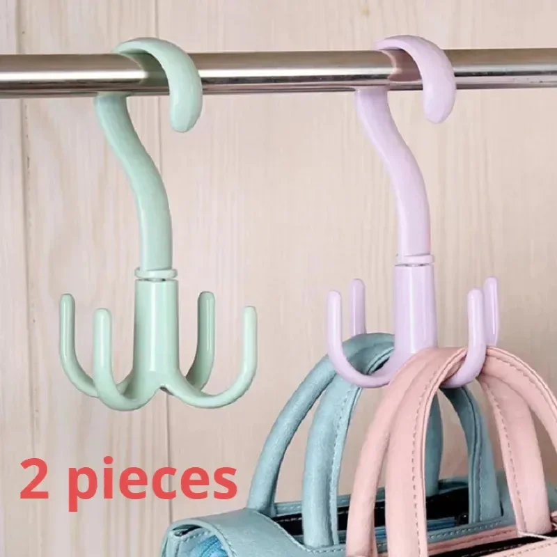 2 Pieces Pace Saving Rotating Hangers Wardrobe Hooks Storage Bags Shoelaces Scarves Storage Hooks Hanger