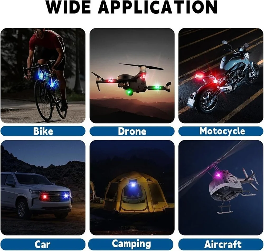 4 قطعة ضوء الديكور سيارة جو مصباح لاسلكي LED ستروب أضواء 8 ألوان تحذير ضوء للدراجات النارية سيارة الطائرات الدراجة