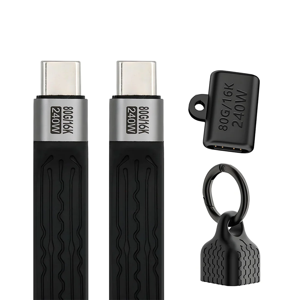 CY USB5.0 80Gbps Flat Slim FPC Cable 240W 16K@30hz 8K 60Hz 5K & Female Extender Lanyard Strap Chain