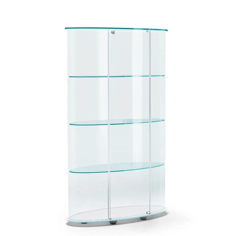 Italian hot curved glass wine cabinet, minimalist display transparent dining side display cabinet, villa  storage