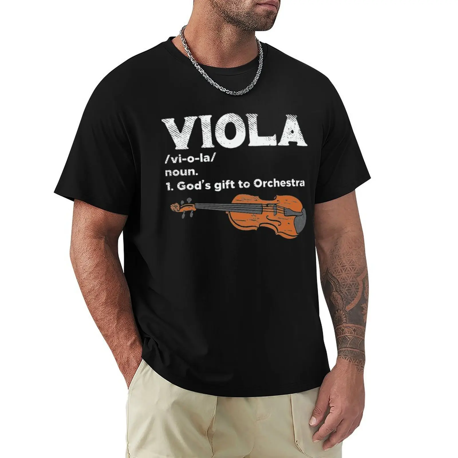Viola Gods to Orchestra Viola Instrument T-Shirt Minimalist Casual Short Sleeve Top