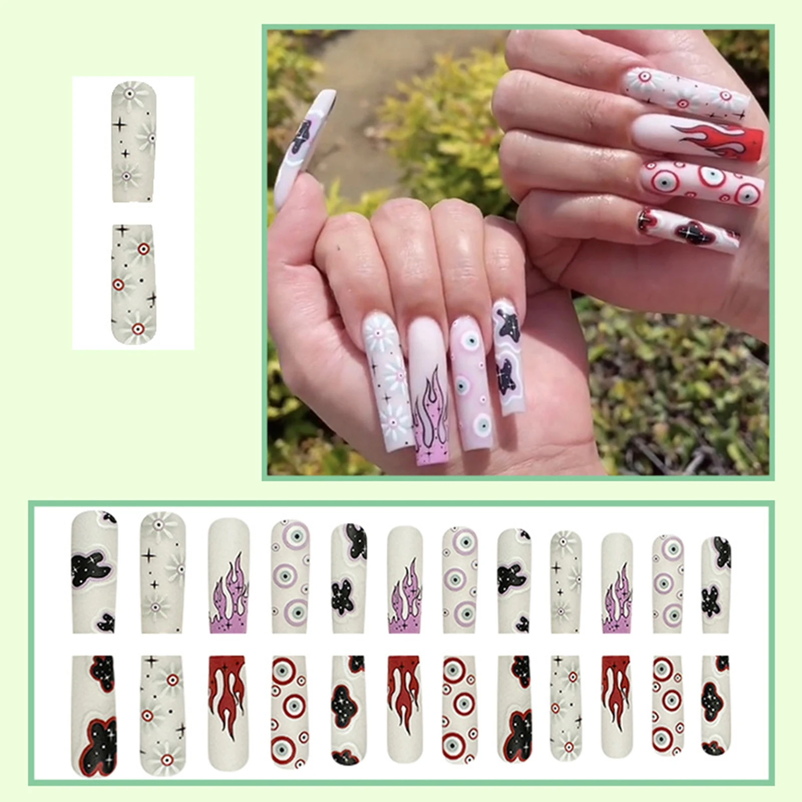 French White Matte Long Press on Nails Full Cover Square Artificial Nail Tips for Shopping Traveling Dating