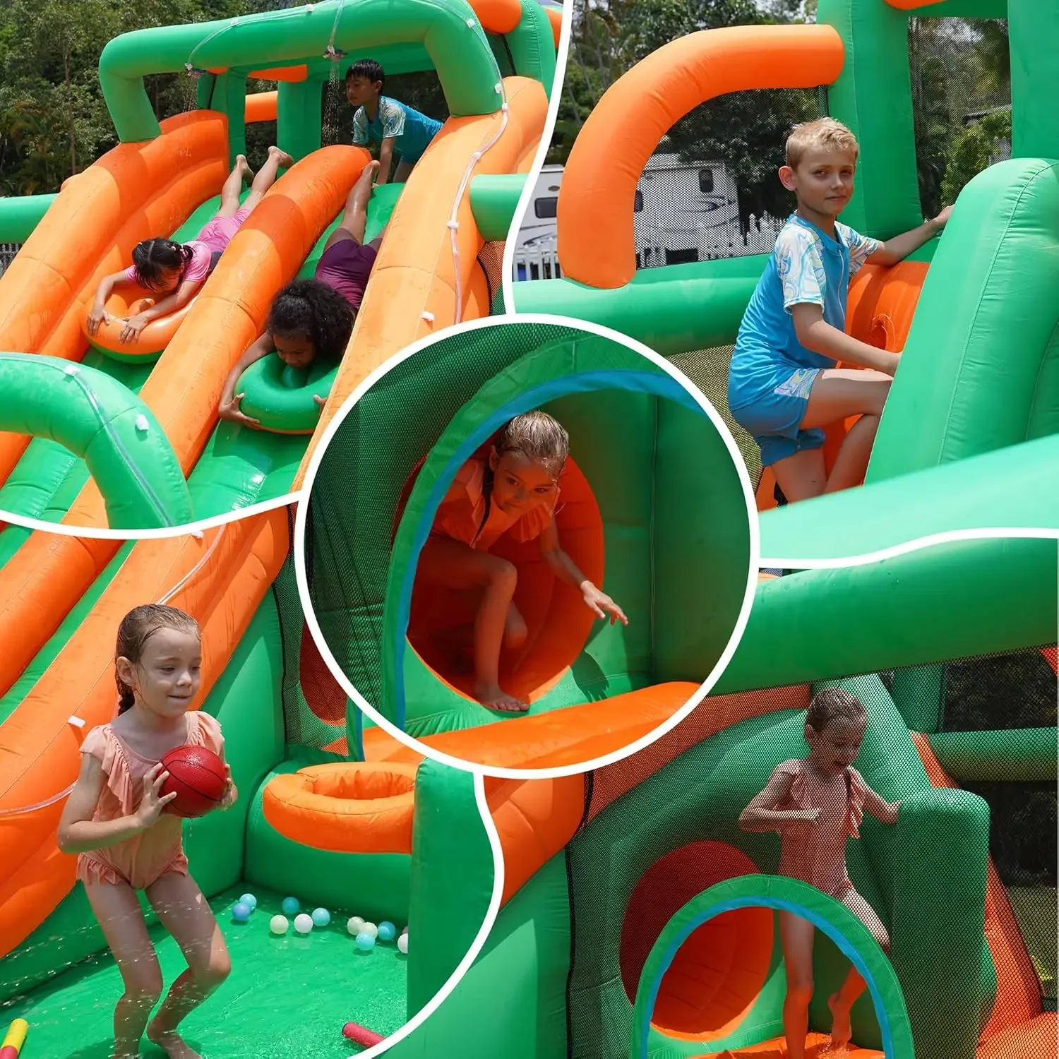 Huis Grote Waterglijbaan Voor Kinderen Springkussen Huis Opblaasbare Waterglijbaan Springkussen Waterpark Kasteel Met Slip En Glijbaan, Water Spra