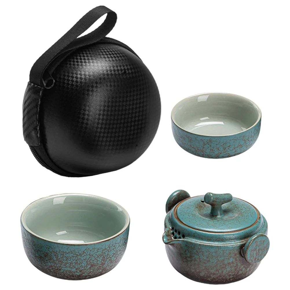 

1Set Portable Tea Set Ceramic Kung Fu Teapot with Cups for Travel Chinese Tea Ritual Individual Use Elegant Cultural Gift Idea