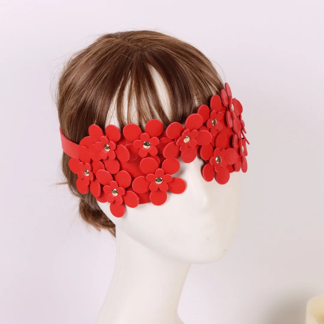Masque en cuir de mode hommes femmes Sexy Bondage demi-visage masques fantaisie gothique Cosplay mascarade fleur masque vêtements accessoire
