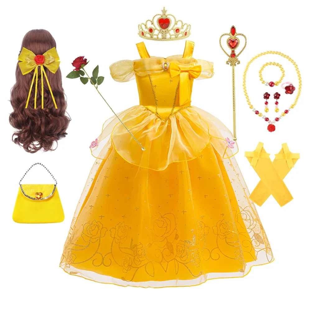 

England Style Deluxe Princess Costume Carnival Apparel Birthday Party Carnival Beauty and the Beast Belle Cosplay Dress